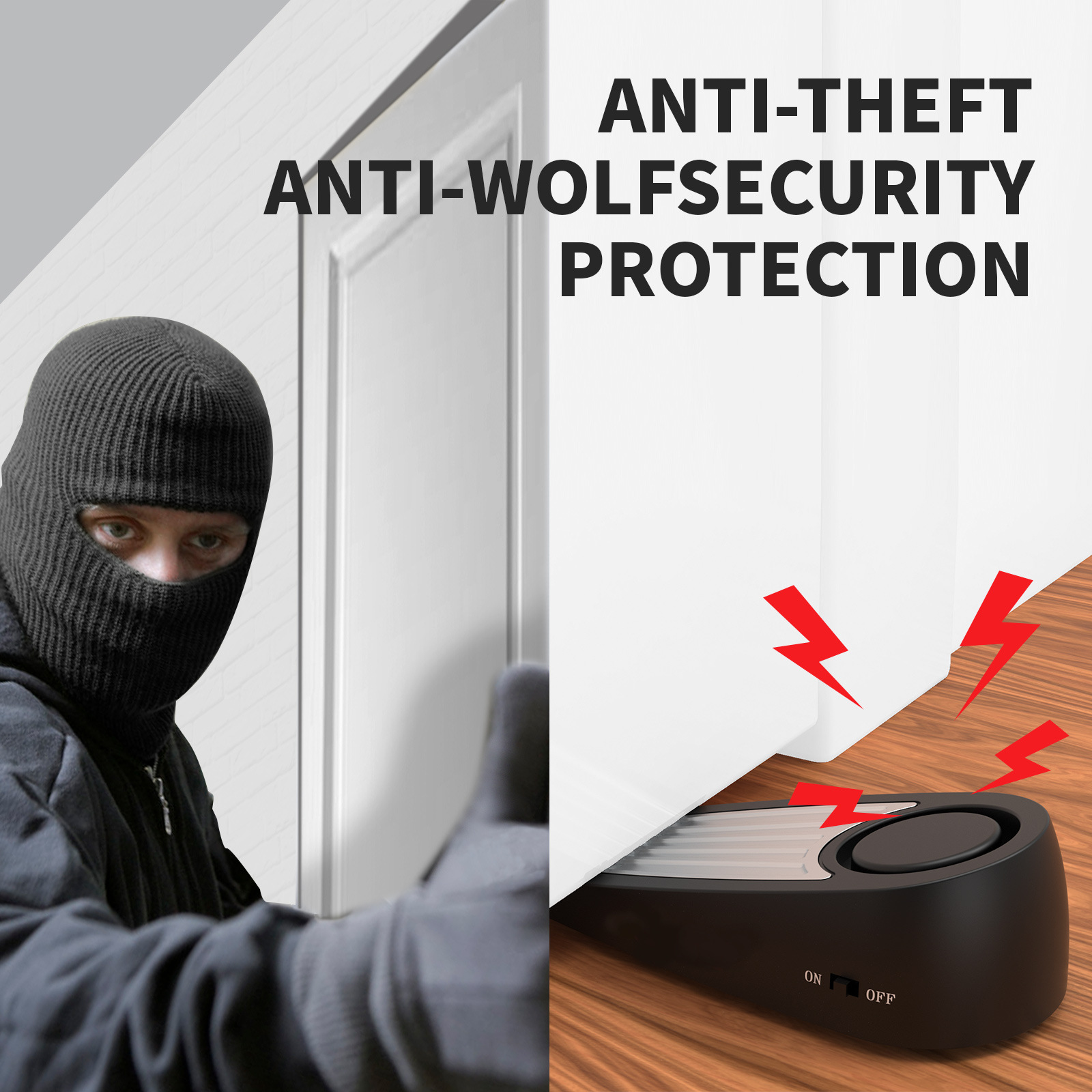 Door Stop Alarm - Wireless 130dB Door Stop Alarm Vibration
