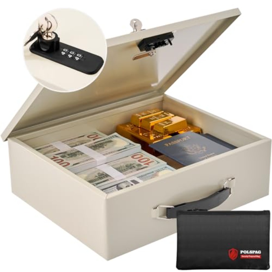 Fireproof Document Box with Ke - Fire Safe Document บทวิจารณ์และราคา