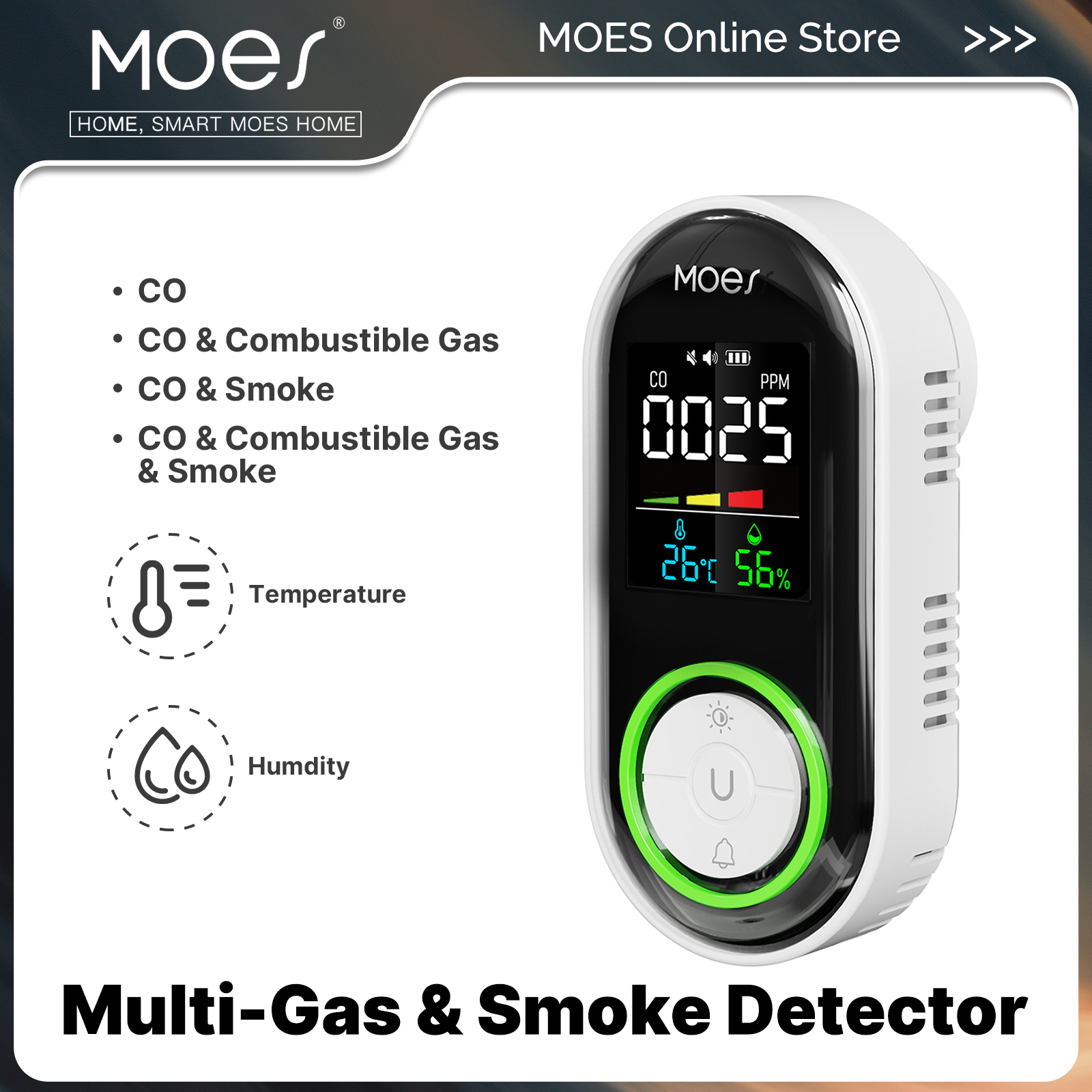 MOES CO Smoke Gas Detector Ala - Co Detector Plug บทวิจารณ์และราคา