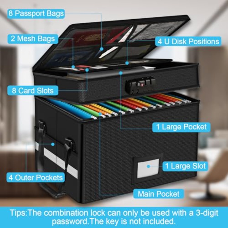 Fireproof Document Box with Lo - Fire Safe Document บทวิจารณ์และราคา