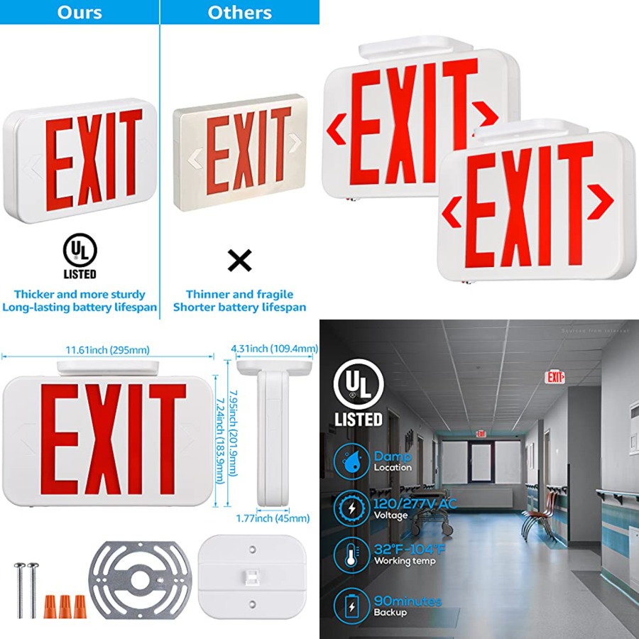 LED Exit Sign, Emergency Exit  - Emergency Exit Sign บทวิจารณ์และราคา