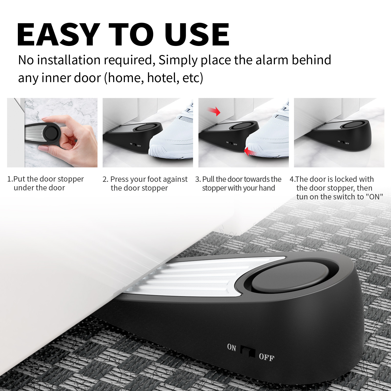 Wireless 130dB Door Stop Alarm - Door Stop Alarm บทวิจารณ์และราคา