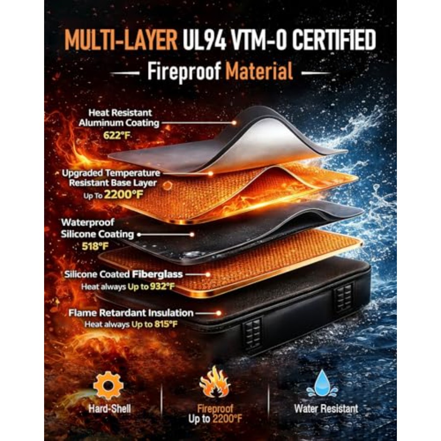 Fireproof Document Box - Hard- - Fire Safe Document บทวิจารณ์และราคา