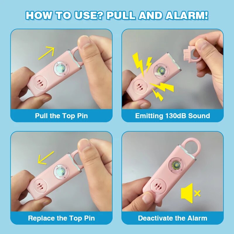 Women's 130dB Personal Safety  - Personal Alarm Keychain บทวิจารณ์และราคา
