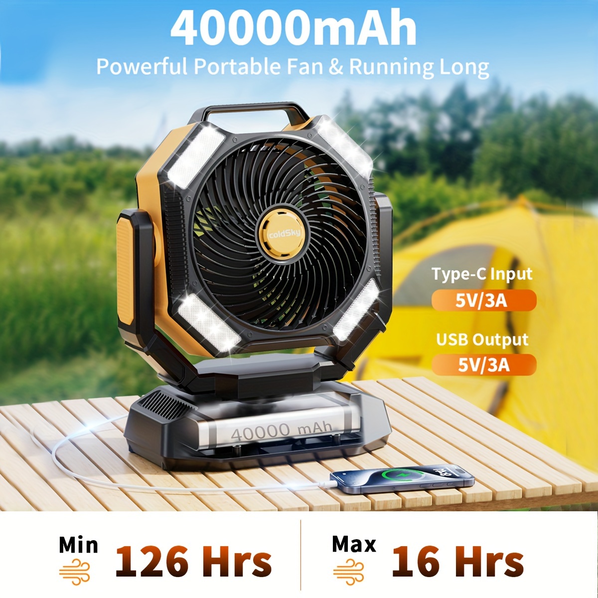coldSky  Camping Fan, Battery  - Power Outage Light บทวิจารณ์และราคา