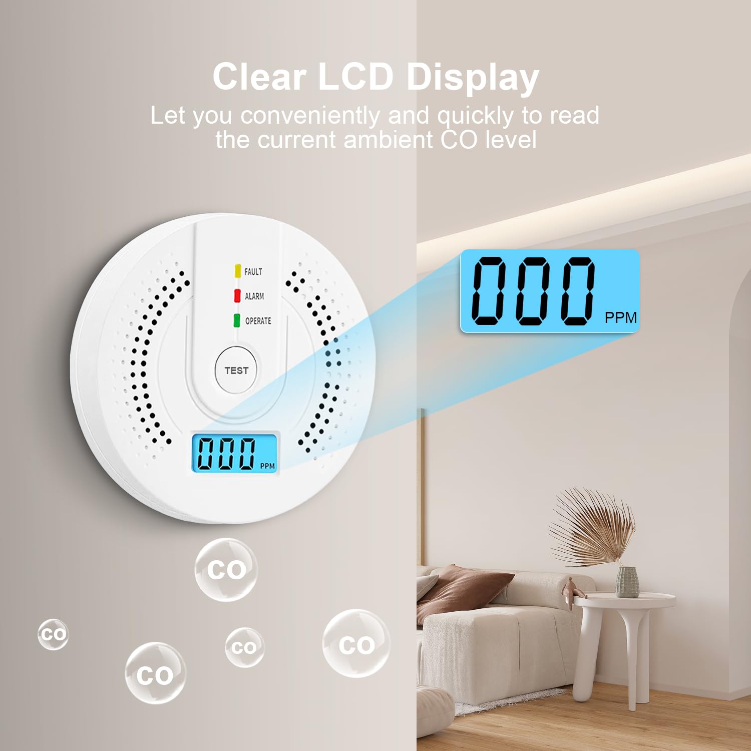 Carbon Monoxide Detector CO Ga - Smoke Detector Interconnected บทวิจารณ์และราคา
