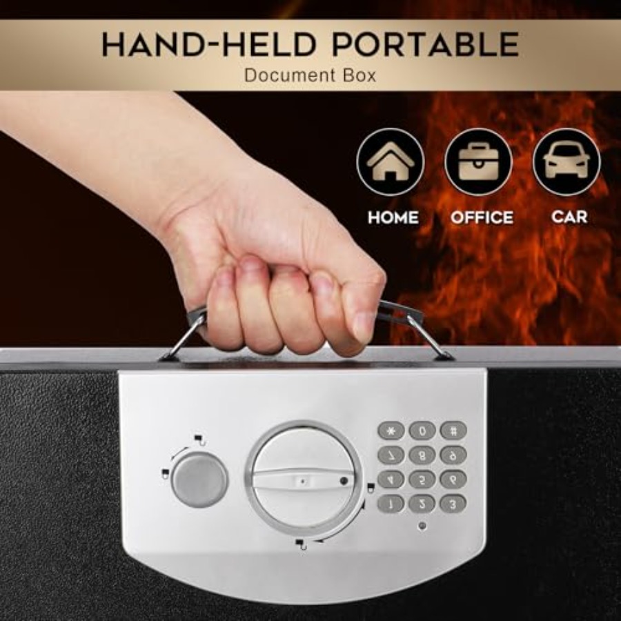 Portable Metal Safe Box with D - Fire Safe Document บทวิจารณ์และราคา