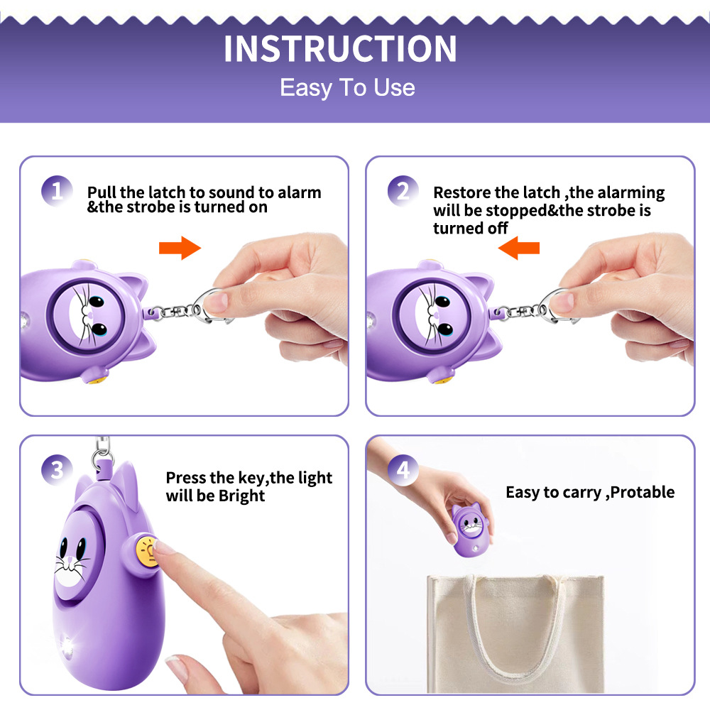 H8 2024 New Cute Cat Personal  - Personal Alarm Keychain บทวิจารณ์และราคา