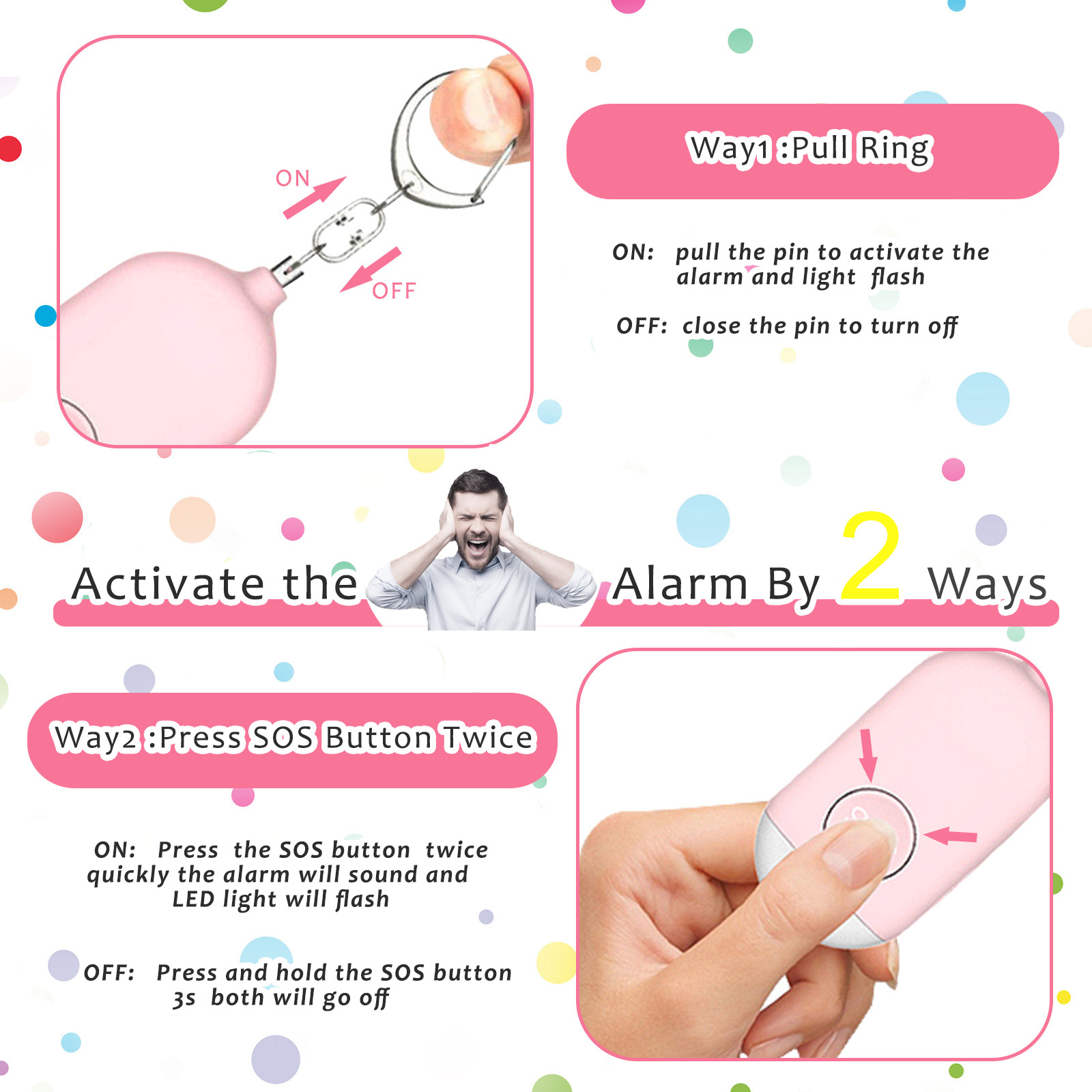 1pc Ultra-Loud 130DB Personal  - Personal Alarm Keychain บทวิจารณ์และราคา